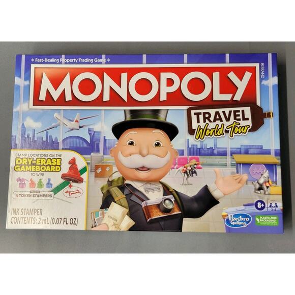 Monopoly Travel World Tour Board Game Hasbro Gaming Parker Brothers New - Picture 1 of 11